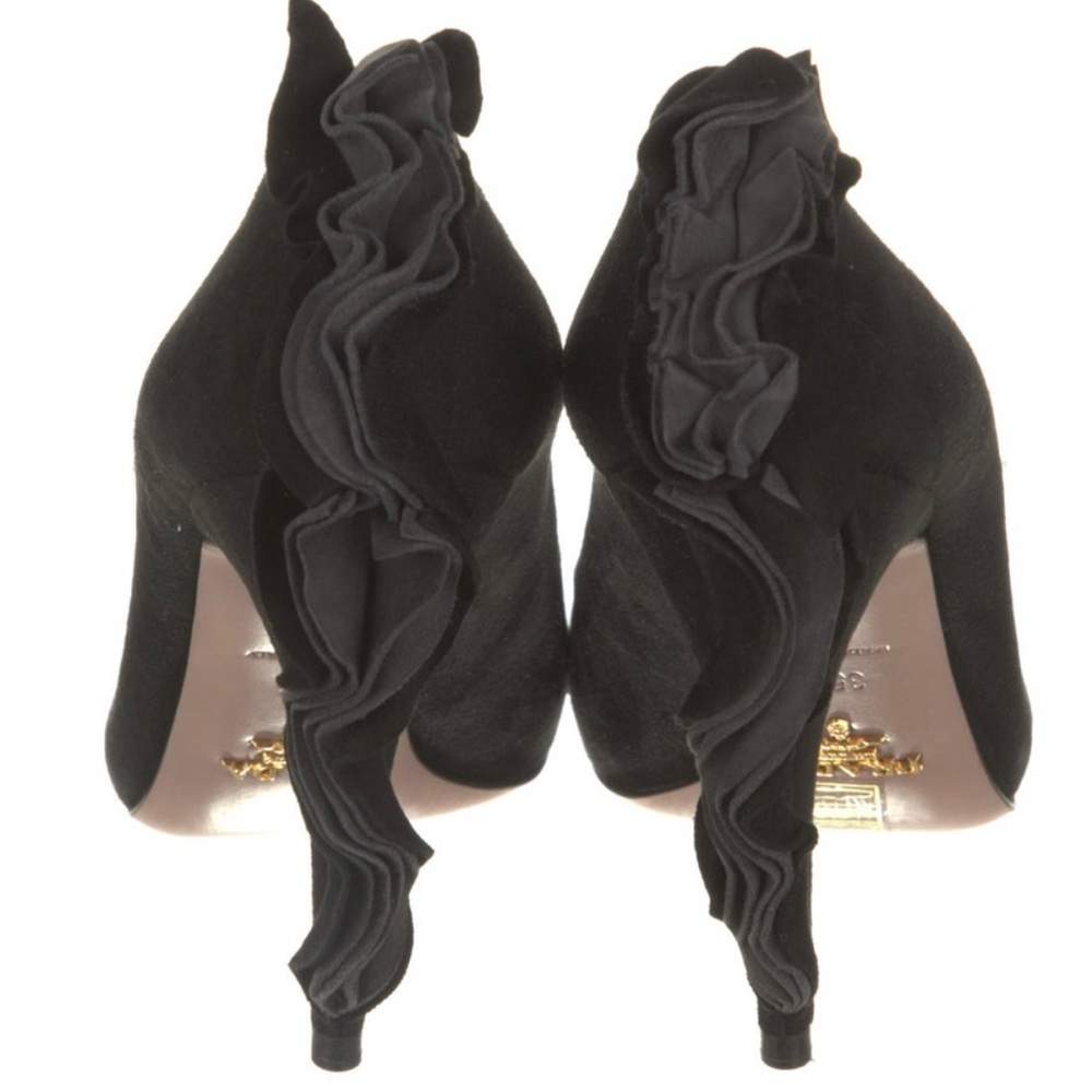 Prada Suede Ruffle Embellishment Pumps - Picture 2 of 5
